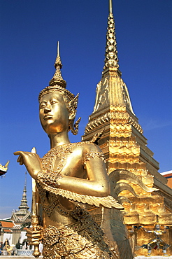 Kinnari statue in Wat Phra Kaeo, Grand Palace, Bangkok, Thailand, Southeast Asia, Asia