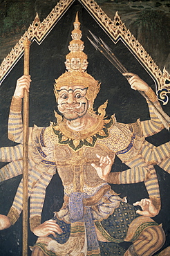 Murals depicting scenes from the Ramakien, Wat Phra Kaeo, Grand Palace, Bangkok, Thailand, Southeast Asia, Asia