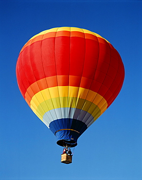 Colourful hot air balloon in blue sky, Albuquerque, New Mexico, United States of America, North America