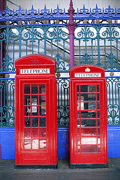 Red telephone boxes, London, England, United Kingdom, Europe