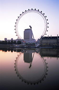 London Eye and River Thames at dawn, London, England, United Kingdom, Europe