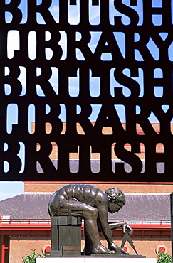 Bronze statue of Sir Isaac Newton by Eduardo Paolozzi, British Library, London, England, United Kingdom, Europe