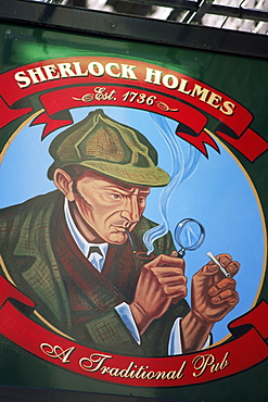 Sherlock Holmes pub sign, London, England, United Kingdom, Europe