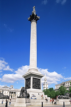 Nelsons Column, Trafalgar Square, London, England, United Kingdom, Europe