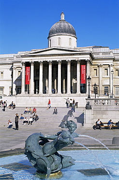 National Gallery, Trafalgar Square, London, England, United Kingdom, Europe