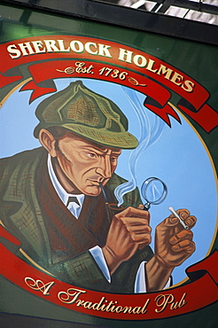 Sherlock Holmes pub sign, London, England, United Kingdom, Europe