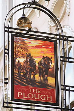 The Plough pub sign, London, England, United Kingdom, Europe