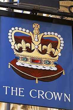 The Crown pub sign, London, England, United Kingdom, Europe
