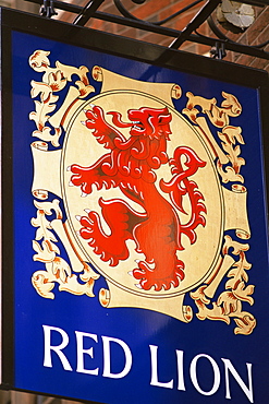 The Red Lion pub sign, London, England, United Kingdom, Europe