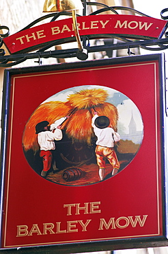 The Barley Mow pub sign, London, England, United Kingdom, Europe