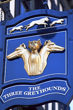 The Three Greyhounds pub sign, London, England, United Kingdom, Europe