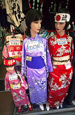 Japan, Tokyo, Asakusa Kannon Temple, Nakamise Dori Shopping Street, Typical Souvenir Store Selling Kimonos, Nakamise Dori, Asakusa, Tokyo, Japan, Asia