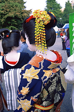 Geishas at Jidai Matsuri Festival held annually in November at Sensoji Temple, Asakusa, Tokyo, Japan, Asia