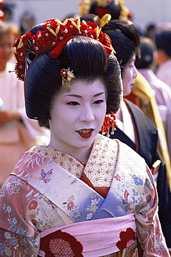 Geisha at the Jidai Matsuri Festival held annually in November at Sensoji Temple, Asakusa, Tokyo, Japan, Asia