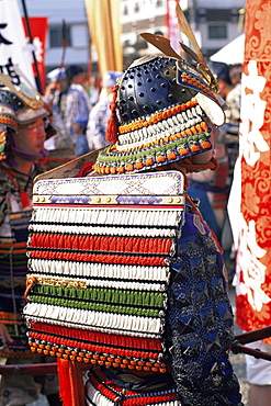 Man dressed in Samurai costume at Jidai Matsuri Festival held annually in November at Sensoji Temple, Asakusa, Tokyo, Japan, Asia