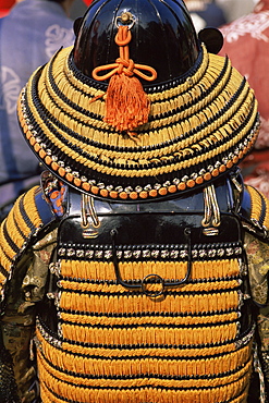 Man dressed in Samurai costume at Jidai Matsuri Festival held annually in November at Sensoji Temple, Asakusa, Tokyo, Japan, Asia