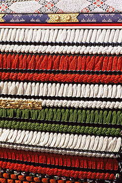 Detail of Samurai costume armour at Jidai Matsuri Festival held annually in November at Sensoji Temple, Asakusa, Tokyo, Japan, Asia