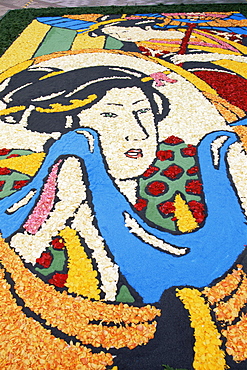 Floral display of Ukiyo-e scene at the Infiora Festival held in November, Kachidoki, Tokyo, Japan, Asia