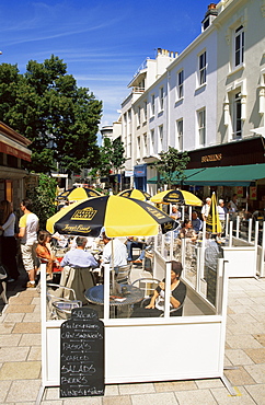 Outdoor cafe at St. Helier, Jersey, Channel Islands, United Kingdom, Europe