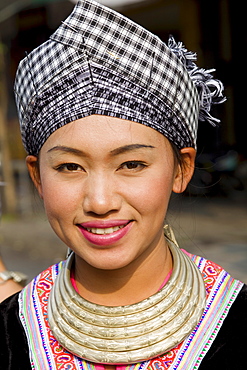 Hmong hilltribe woman in traditional costume, Golden Triangle, Thailand, Southeast Asia, Asia