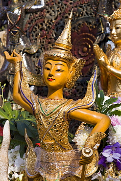 Wooden souvenir statues at Ban Thawai Village, Chiang Mai, Thailand, Southeast Asia, Asia 