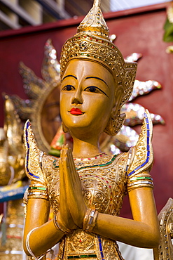 Wooden souvenir statues at Ban Thawai Village, Chiang Mai, Thailand, Southeast Asia, Asia 