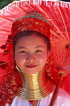 Long neck Karen girl, Chiang Rai, Golden Triangle, Thailand, Southeast Asia, Asia