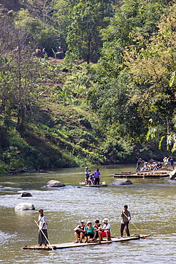 Tourists river rafting on Maetang River, Chiang Mai, Thailand, Southeast Asia, Asia