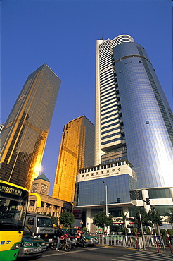 Modern skyline and street scene, Guangzhou, Guangdong Province, China, Asia