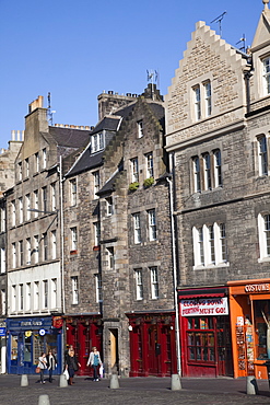 Shops on Grassmarket Street, Edinburgh, Scotland, United Kingdom, Europe