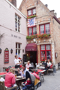 Pub scene, Bruges, Belgium, Europe