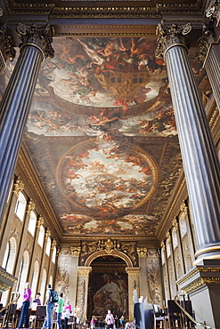 The Painted Hall, artwork by Sir James Thornhill, Old Royal Naval College, Greenwich, London, England, United Kingdom, Europe