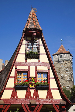 Facade of the Old Forge building, Rothenburg ob der Tauber, Romantic Road, Bavaria, Germany, Europe