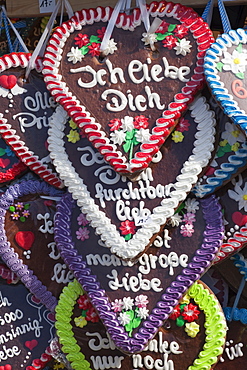 Souvenir heart shaped biscuits, Munich, Bavaria, Germany, Europe