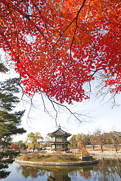 Hyangwonjeong Pavilion, Gyeongbokgung Palace, Seoul, South Korea, Asia