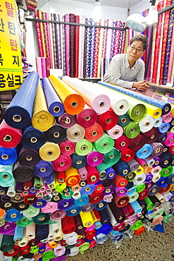 Fabric shop, Dongdaemun Market, Seoul, South Korea, Asia