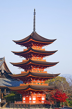 The Five-Storied Pagoda, Hokoku Shrine, Miyajima Island, Japan, Asia