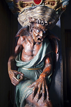 The Devil statue, Magdala Church, Rennes-le-Chateau, Aude, Languedoc-Roussillon, France, Europe