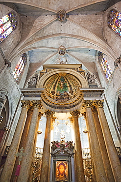 Interior, Basilica of the Martyr Saints Just and Pastor, The Gothic Quarter, Barcelona, Catalonia, Spain, Europe