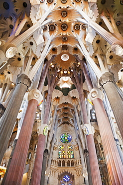 Interior, Sagrada Familia, UNESCO World Heritage Site, Barcelona, Catalonia, Spain, Europe