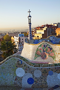 The Terrace, Guell Park, UNESCO World Heritage Site, Barcelona, Catalonia, Spain, Europe