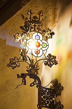 Wall light inside Casa Amatller, Barcelona, Catalonia, Spain, Europe