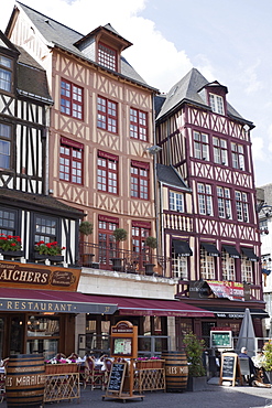 Restaurants in the Place du Vieux-Marche, Rouen, Normandy, France, Europe