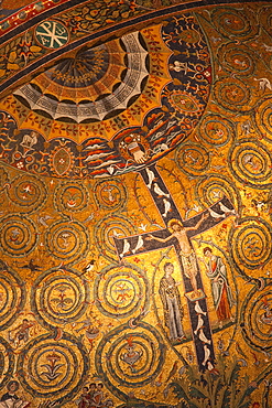 Apse mosaic dating from the 12th century, Basilica of San Clemente, Rome, Lazio, Italy, Europe