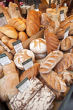 Bread stall, Borough Market, Southwark, London, England, United Kingdom, Europe