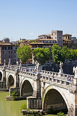 Sant' Angelo Bridge and River Tiber, Rome, Lazio, Italy, Europe