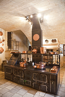 The kitchen, Chenonceau Castle, Indre et Loire, Loire Valley, france, Europe