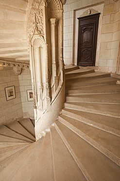 Spiral staircase, Chaumont Castle, Chaumont, Loir et Cher, Loire Valley, France, Europe