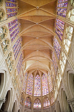 Gothic interior, St. Gatien's Cathedral, Tours, Loire Valley, France, Europe