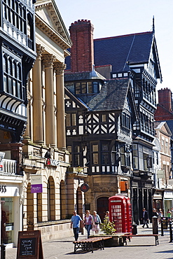 Tudor style shopping street, Chester, Cheshire, England, United Kingdom, Europe